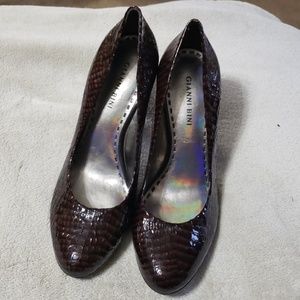 Gianni Bini Brown and Black Snake print heels